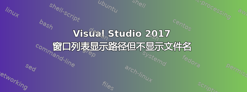 Visual Studio 2017 窗口列表显示路径但不显示文件名