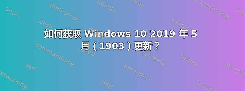 如何获取 Windows 10 2019 年 5 月（1903）更新？