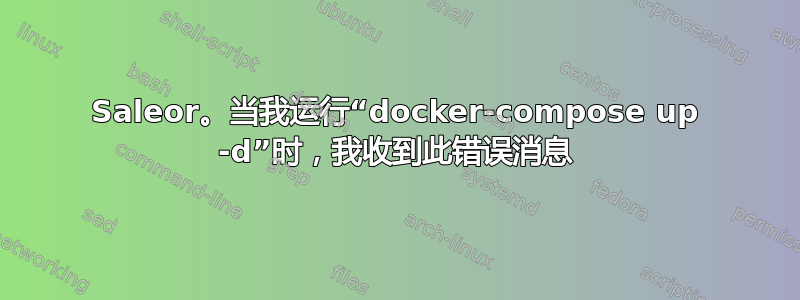 Saleor。当我运行“docker-compose up -d”时，我收到此错误消息