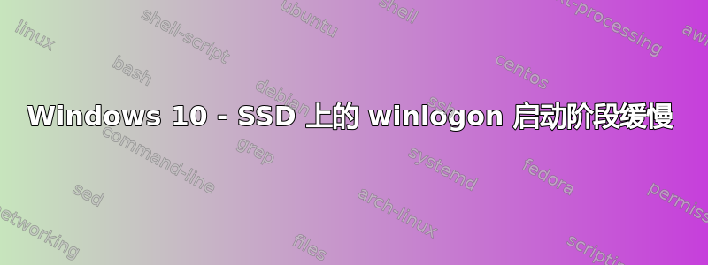 Windows 10 - SSD 上的 winlogon 启动阶段缓慢