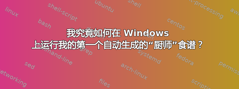 我究竟如何在 Windows 上运行我的第一个自动生成的“厨师”食谱？