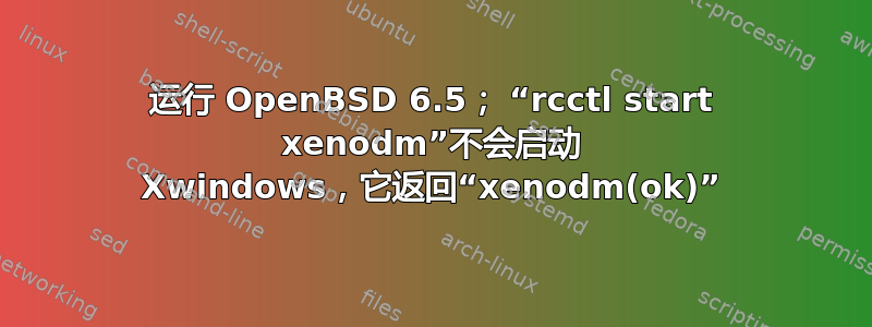 运行 OpenBSD 6.5； “rcctl start xenodm”不会启动 Xwindows，它返回“xenodm(ok)”