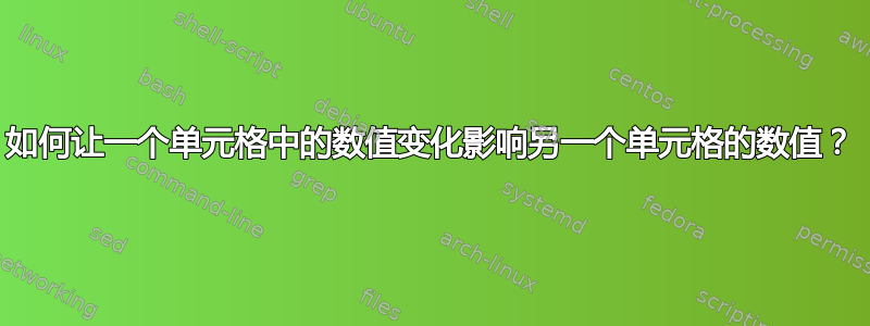 如何让一个单元格中的数值变化影响另一个单元格的数值？