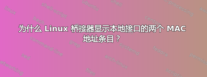 为什么 Linux 桥接器显示本地接口的两个 MAC 地址条目？