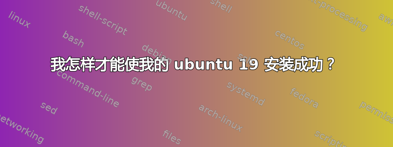 我怎样才能使我的 ubuntu 19 安装成功？