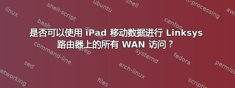 是否可以使用 iPad 移动数据进行 Linksys 路由器上的所有 WAN 访问？