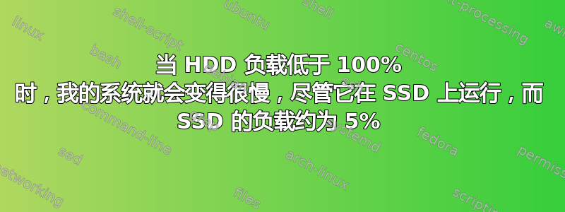 当 HDD 负载低于 100% 时，我的系统就会变得很慢，尽管它在 SSD 上运行，而 SSD 的负载约为 5%