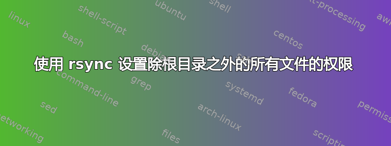 使用 rsync 设置除根目录之外的所有文件的权限