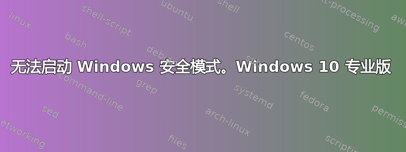 无法启动 Windows 安全模式。Windows 10 专业版