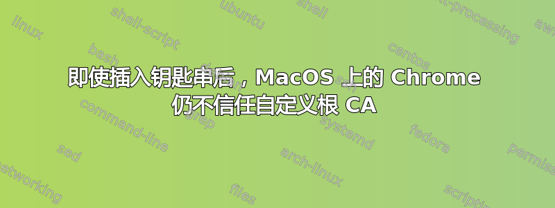 即使插入钥匙串后，MacOS 上的 Chrome 仍不信任自定义根 CA