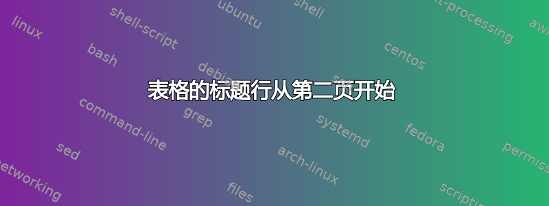 表格的标题行从第二页开始