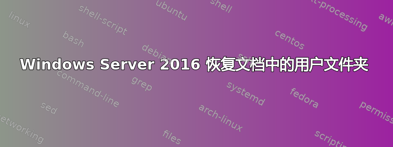 Windows Server 2016 恢复文档中的用户文件夹