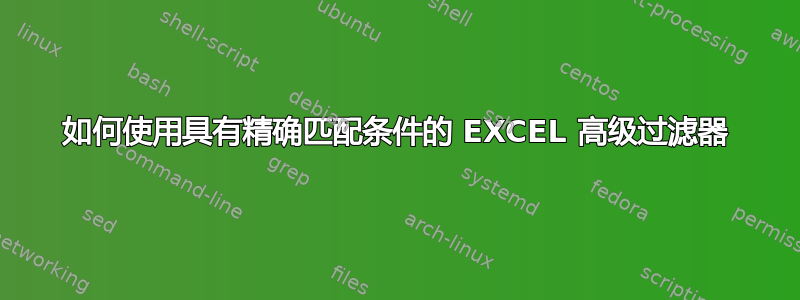 如何使用具有精确匹配条件的 EXCEL 高级过滤器