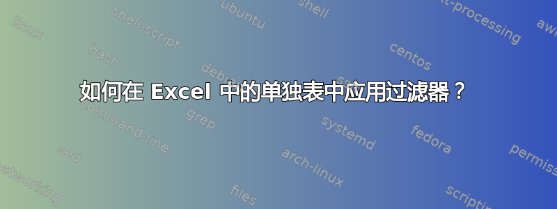 如何在 Excel 中的单独表中应用过滤器？