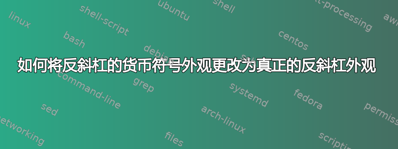 如何将反斜杠的货币符号外观更改为真正的反斜杠外观