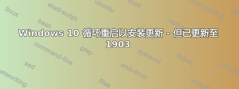 Windows 10 循环重启以安装更新 - 但已更新至 1903