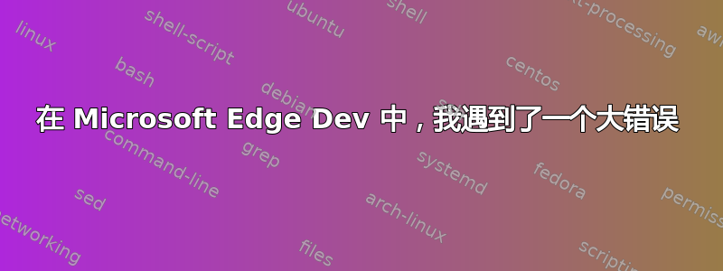 在 Microsoft Edge Dev 中，我遇到了一个大错误