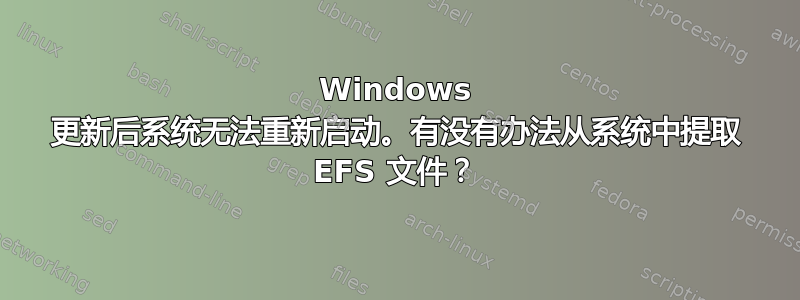 Windows 更新后系统无法重新启动。有没有办法从系统中提取 EFS 文件？