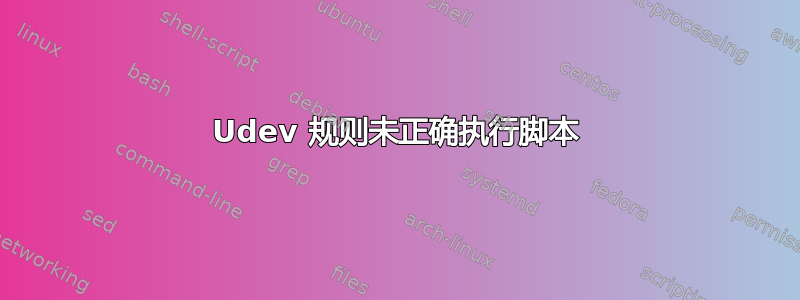 Udev 规则未正确执行脚本