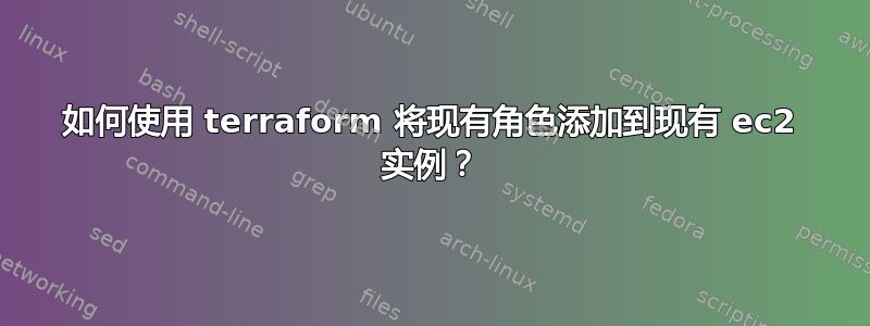 如何使用 terraform 将现有角色添加到现有 ec2 实例？