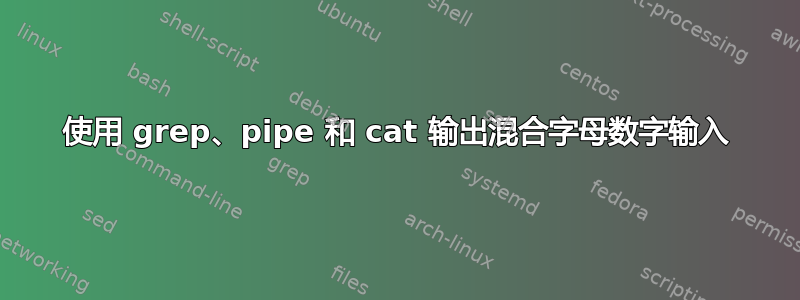 使用 grep、pipe 和 cat 输出混合字母数字输入