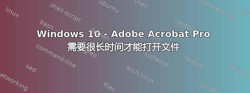 Windows 10 - Adob​​e Acrobat Pro 需要很长时间才能打开文件