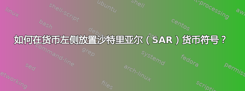 如何在货币左侧放置沙特里亚尔（SAR）货币符号？