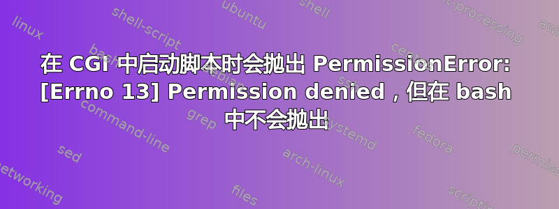 在 CGI 中启动脚本时会抛出 PermissionError: [Errno 13] Permission denied，但在 bash 中不会抛出