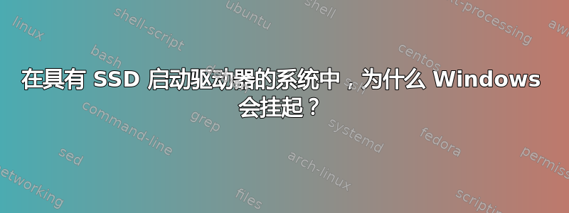 在具有 SSD 启动驱动器的系统中，为什么 Windows 会挂起？