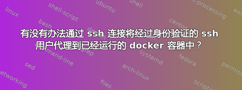 有没有办法通过 ssh 连接将经过身份验证的 ssh 用户代理到已经运行的 docker 容器中？