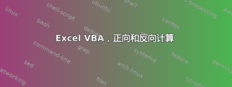 Excel VBA，正向和反向计算