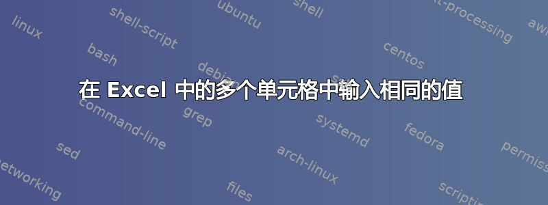 在 Excel 中的多个单元格中输入相同的值