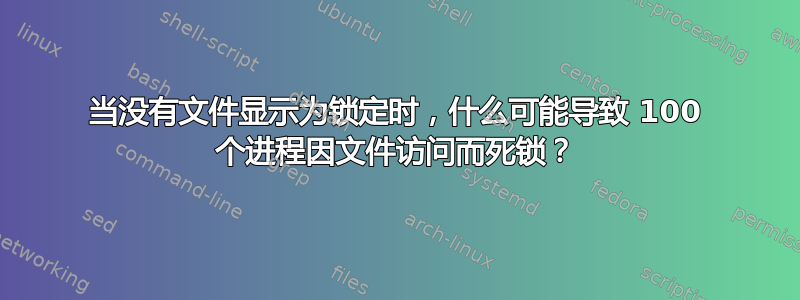 当没有文件显示为锁定时，什么可能导致 100 个进程因文件访问而死锁？