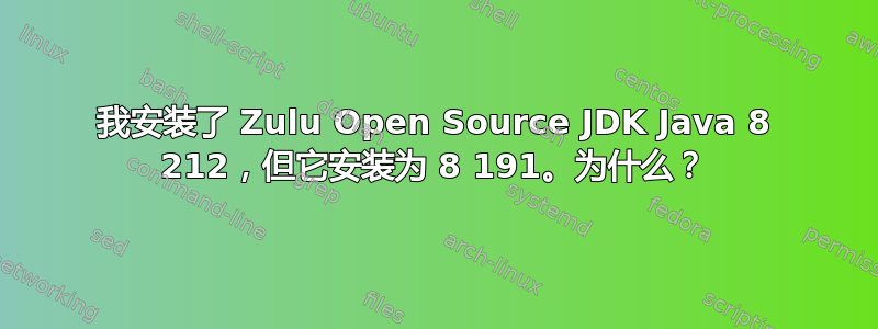 我安装了 Zulu Open Source JDK Java 8 212，但它安装为 8 191。为什么？