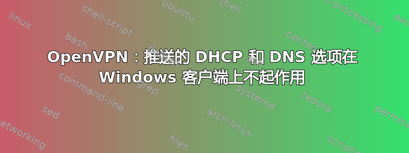 OpenVPN：推送的 DHCP 和 DNS 选项在 Windows 客户端上不起作用