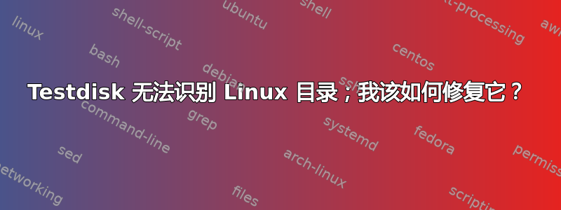 Testdisk 无法识别 Linux 目录；我该如何修复它？