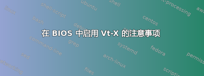 在 BIOS 中启用 Vt-X 的注意事项