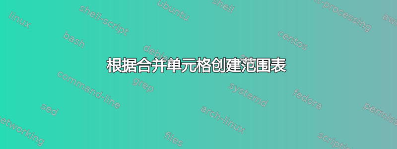 根据合并单元格创建范围表