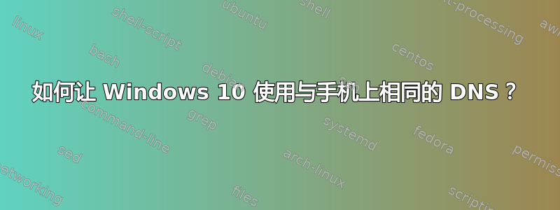 如何让 Windows 10 使用与手机上相同的 DNS？