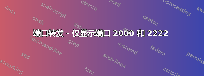 端口转发 - 仅显示端口 2000 和 2222