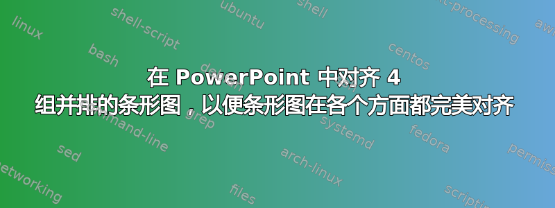 在 PowerPoint 中对齐 4 组并排的条形图，以便条形图在各个方面都完美对齐