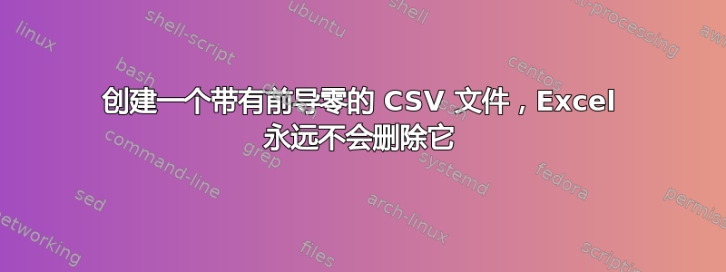 创建一个带有前导零的 CSV 文件，Excel 永远不会删除它