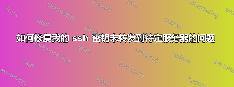 如何修复我的 ssh 密钥未转发到特定服务器的问题