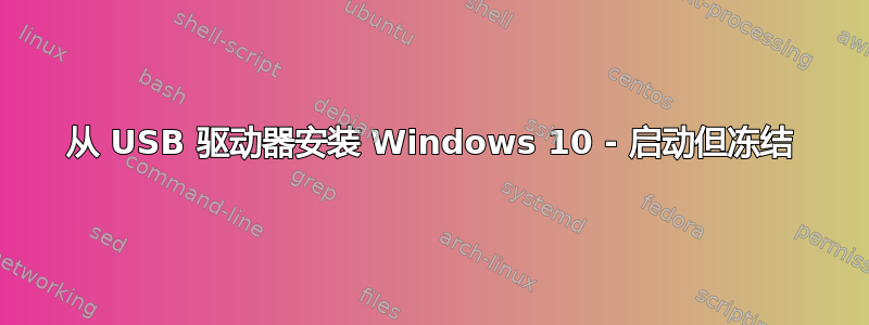 从 USB 驱动器安装 Windows 10 - 启动但冻结