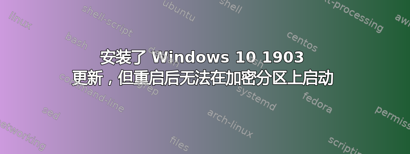 安装了 Windows 10 1903 更新，但重启后无法在加密分区上启动