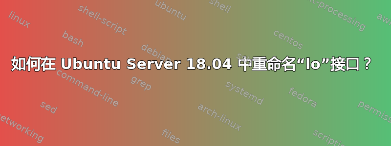 如何在 Ubuntu Server 18.04 中重命名“lo”接口？