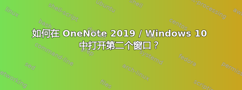 如何在 OneNote 2019 / Windows 10 中打开第二个窗口？