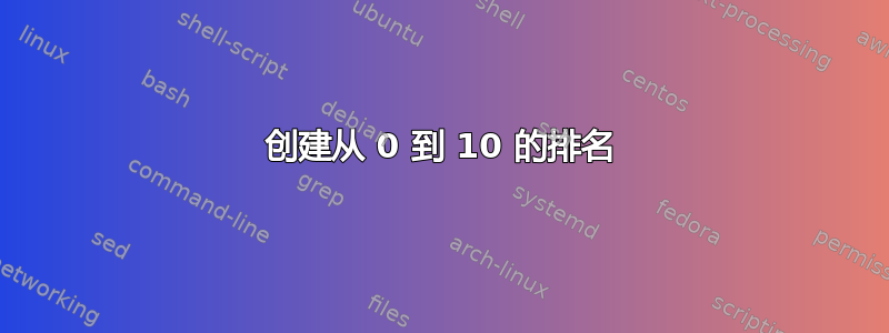 创建从 0 到 10 的排名