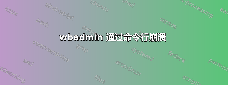 wbadmin 通过命令行崩溃