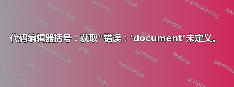 代码编辑器括号：获取“错误：‘document’未定义。